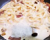 ハムと栗と茸のクリームパスタ作り方7写真