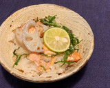 ストウブ 秋鮭と蓮根の炊き込みご飯作り方6写真