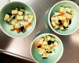 レンジ梅クリームソース豚こまのせドーム蒸作り方2写真