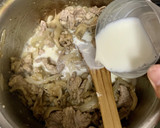 とろーり熱々！豚こま肉ときのこのグラタン作り方6写真