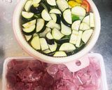 たっぷり夏野菜と豚肉の甘酢照り焼き作り方1写真