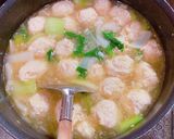 蓮根入り鶏団子とチンゲンサイのスープ作り方4写真