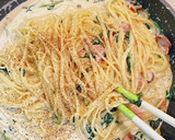 キノコとほうれん草の和風クリームパスタ☆作り方5写真
