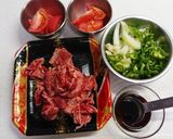 油少なめ☆牛肉とトマトの甘酢炒め作り方1写真