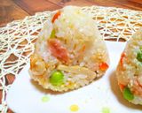 ハムと野菜と茸の五目炊飯器ピラフおむすび作り方9写真
