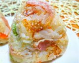 ハムと野菜と茸の五目炊飯器ピラフおむすび作り方10写真