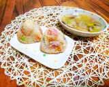 ハムと野菜と茸の五目炊飯器ピラフおむすび作り方11写真