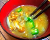 夏から秋へ 夏野菜と秋野菜と茸のお味噌汁作り方5写真