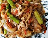 ごぼうとアスパラ、豚肉のオイスター煮作り方4写真