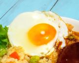 ハムピラフハンバーグ目玉焼きカレー作り方3写真