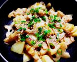 さつまいも・蓮根・鶏肉の照り照り炒め作り方4写真