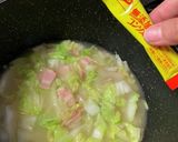 白菜とベーコンの豆乳スープ作り方6写真