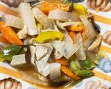 レンジ生姜風味和風味豚こま大根青椒肉絲風作り方13写真