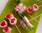 ミニトマトと茎にんにくの豚肉巻き巻き作り方5写真