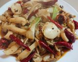 きのこと鶏肉の四川炒め 辣子鶏風作り方5写真