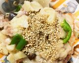 レンジ梅クリームソース豚こまのせドーム蒸作り方19写真