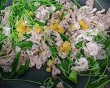食欲そそる♬豆苗と豚コマの塩レモン炒め★作り方4写真