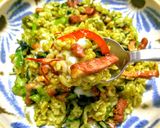 レタスとパクチーの翡翠炒飯◎青汁で鮮やか作り方5写真