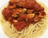 鶏肉とキノコのトマトパスタ作り方6写真