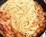 なめことベーコンの味噌クリームパスタ作り方4写真