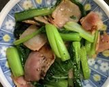 小松菜とベーコンのバターめんつゆ炒め作り方3写真