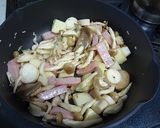 キノコじゃがいもベーコンのクリームパスタ作り方4写真