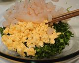 海老、にら、炒り卵の餃子&炒飯作り方4写真