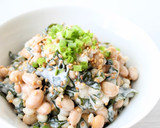簡単に【もち麦大豆とワカメのごまサラダ】作り方3写真