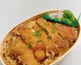 チキンカツで親子カツ丼！曲げわっぱ弁当作り方4写真