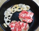 減塩 豚、れんこん、ししとうの甘辛炒め作り方2写真