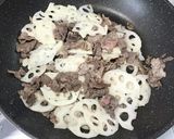 薄切り蓮根と牛肉の甘辛炒め作り方5写真