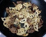 薄切り蓮根と牛肉の甘辛炒め作り方6写真