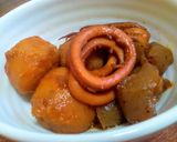 1つの煮汁で3種のイカとホタテと蒟蒻料理作り方8写真