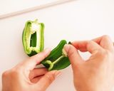 余り餃子あん★ピーマン肉詰め★ポン酢かけ作り方1写真