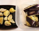 朝昼夕♪栗とレンジ茄子（秋茄子）のみそ汁作り方1写真