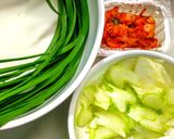 ニラとキムチとセロリのレンジで3色肉巻き作り方1写真