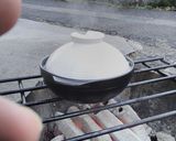 一人鍋用スープで土鍋御飯（炭火）作り方6写真