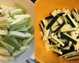 ズッキーニと狩留家茄子の大葉麻婆作り方1写真
