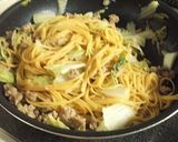 フライパンで！白菜とそぼろの和風パスタ作り方10写真