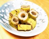 鰹節でシンプル四方竹の煮物作り方2写真