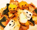 ハロウィンディナー豚肉かぼちゃ蓮根炒め作り方9写真
