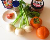＊かぶと柿のキムチ和え＊作り方1写真