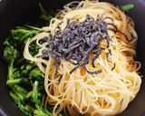 春菊と塩昆布のパスタ作り方3写真