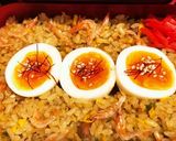 のっけ弁当(桜海老炒飯に茹で卵)作り方2写真