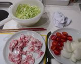 ミニトマトで豚肉生姜焼き作り方1写真