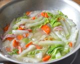 糖質制限！白菜の豆乳スープパスタ作り方2写真