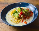 糖質制限！白菜の豆乳スープパスタ作り方4写真
