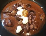 鶏レバーの赤ワイン煮　粒マスタードソース作り方5写真