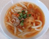 レンジで簡単！ピリ辛豚キムチの温うどん作り方4写真