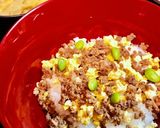 豆腐が入った卵のカサ増しふわふわ三色丼✨作り方4写真